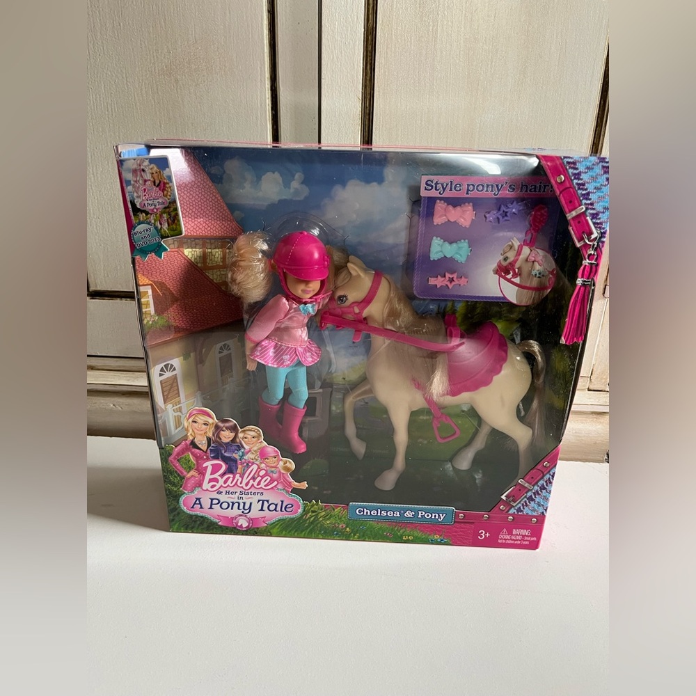 New Mattel Barbie and Her Sisters in a Pony Tale Chelsea and Pony Doll Set 2012
